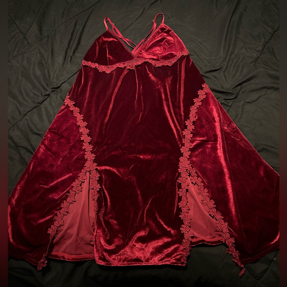 Red velvet Velour slip lingerie